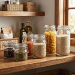 Set da 6 barattoli con chiusura a leva, 3 misure: barattoli in vetro con chiu...