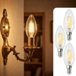 Set 3 pezzi lampadine a candela LED a filamento C35 E14 4 W 400 lm bianco cal...