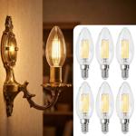 Set da 6 lampadine a candela LED a filamento C35 E14 4 W 400 lm bianco caldo ...