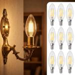 Set di 9 lampadine a candela LED a filamento C35 E14 4 W 400 lm bianco caldo ...