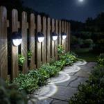 set of 4 compact solar LED wall light & fence light: Stylish outdoor lighting...