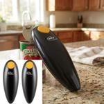 set of 2 electric can openers, black: Effortless opening of cans at the touch...