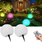 set di 2 sfere luminose a LED solari, Ø 30 cm, RGBW con telecomando, 60 Lu, I...