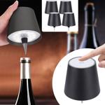 Set of 4 elegant rechargeable bottle lamps, black: Dimmable, 3 light colors: ...