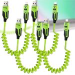 4 câbles spirales 4 en 1, 65 W, USB-C vers USB-C avec adaptateurs USB-A et Li...