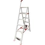 Robuste 6-stufige Teleskop-Doppeltrittleiter: Eine stabile Stehleiter klappba...