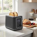 Modern LED toaster (matt anthracite) with 7 precise toasting levels: Perfectl...