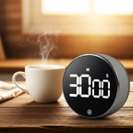 Digital kitchen timer with rotary dial - practical egg timer with magnet, lou...