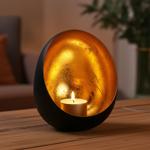 Elegante lanterna in metallo 10 x 13 cm, per candele e tea light, nero/oro: u...