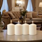 Stylish candle set, 4 pillar candles - long burn time approx. 40 hours. Ideal...