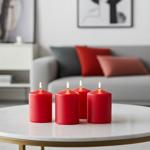 Ensemble de bougies cylindriques - 4 pièces, longue durée (40h/bougie), rouge...