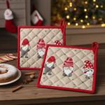 Set da 2 presine con dolce gnomo di Natale in cotone, 20x20 cm - ideale come ...