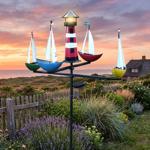 Carosello di navi con illuminazione solare: campane a vento da giardino per i...