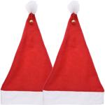 2er-Set Festliche Weihnachtsmann Mütze mit Pompon und Glocke - ideal für Feie...