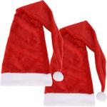 2er-Set Festliche Nikolaus Mütze, Rote Plüsch Mütze mit weissem Bommel für Er...