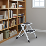 Sturdy folding step stool with 2 steps, 150 kg – non-slip steel step stool wi...