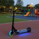 Children‘s e-scooter with 120 W motor – electric kick scooter with LED lighti...