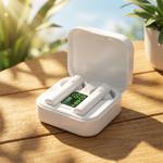 Wireless in-ear headphones with solar charging box, white: Bluetooth 5.0, tou...