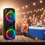 Party speaker incl. microphone, with Bluetooth & TWS, LED light effects and 2...