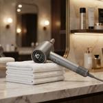 High-performance hairdryer 1400W, dark gray, LED display, for fast drying and...