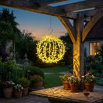 Solar Leuchtkugel im Blätterdesign - Ø20cm Gartenkugel mit 72 warmweissen LED...