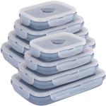 8-piece set of silicone fresh-keeping containers - foldable & collapsible lun...
