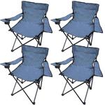 Lot de 4 chaises de camping pliantes bleues : avec accoudoir & porte-gobelet ...