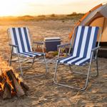 2er-Set Campingstuhl blau/weiss - klappbar, robust & platzsparend für Camping...