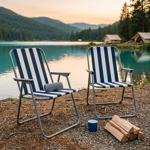 2er-Set Campingstuhl blau/weiss - klappbar, robust & platzsparend für Camping...