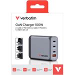 Reise USB-Ladeadapter (EU, UK, US), GaN, 100 Watt, 3x USB-C und 1x USB-A, gra...