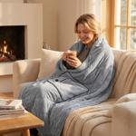 Heizdecke 135x180 cm aus Polarfleece mit Druckknöpfen, elektrische Wärmedecke...