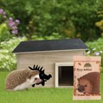 Komplettset: Hochwertiges Igelhaus aus FSC-Holz, 40x32x24 cm mit Igelfutter „...