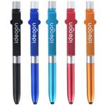 4-in-1 ballpoint pen with LED light, stylus for tablets & phone stand functio...
