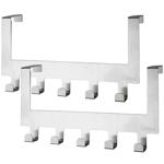 set of 2 Robust stainless steel door coat rack with 5 coat hooks each, space-...