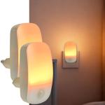 Set of 2 plug-in LED night lights with motion detector & dusk sensor, socket ...