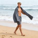 Linge de bain en microfibre 200 x 100 cm anthracite – grande serviette de spo...