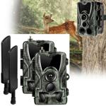 2er-Set 4G Wildkamera 2K mit PIR-Sensor – Live-Überwachungskamera mit App-Ste...