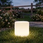 Moderne LED Solar Zylindrische Tischlampe & Gartenleuchte mit Erdspiess, RGBW...