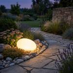 Élégante pierre solaire LED lampe de jardin IP44 : pierre décorative avec cha...