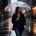 Transparent umbrella with automatic function, 85 cm diameter, clear dome umbr...