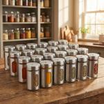 Edler Gewürzstreuer Edelstahl mit Sichtfenster im 24er-Set, 94ml Vorratsdose ...