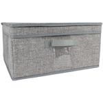 Boîte de rangement en tissu pliable avec couvercle, gris, 39x28x19 cm – idéal...