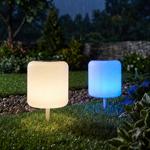 Set de 2 lampes de table cylindriques LED solaires modernes et luminaires de ...