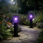 2er-Set Solar Gartenlampe mit Mückenvernichter aus Edelstahl, 2in1 LED Wegele...