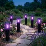 6er-Set Solar Gartenlampe mit Mückenvernichter aus Edelstahl, 2in1 LED Wegele...