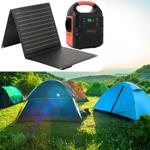 Kit station d’énergie mobile 88,8 Wh avec panneau solaire pliable 21 W, prise...