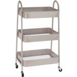 Robust taupe kitchen cart: 3-tier metal serving cart for kitchen, bathroom & ...