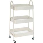 Sturdy White Kitchen Trolley: 3-tier metal serving cart for kitchen, bathroom...