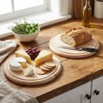 2er-Set Edles Schneidebrett rund 25cm - hochwertiges Holz-Frühstücksbrett, Tr...