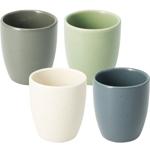 4er Becher Set Steingut 180ml, 4 Farben - Rustikale Kaffeebecher & Teetassen ...